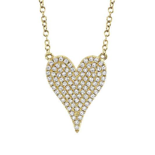 Shy Creation 1/5 ct. tw. Diamond Pave Heart Necklace in 14K Yellow Gold