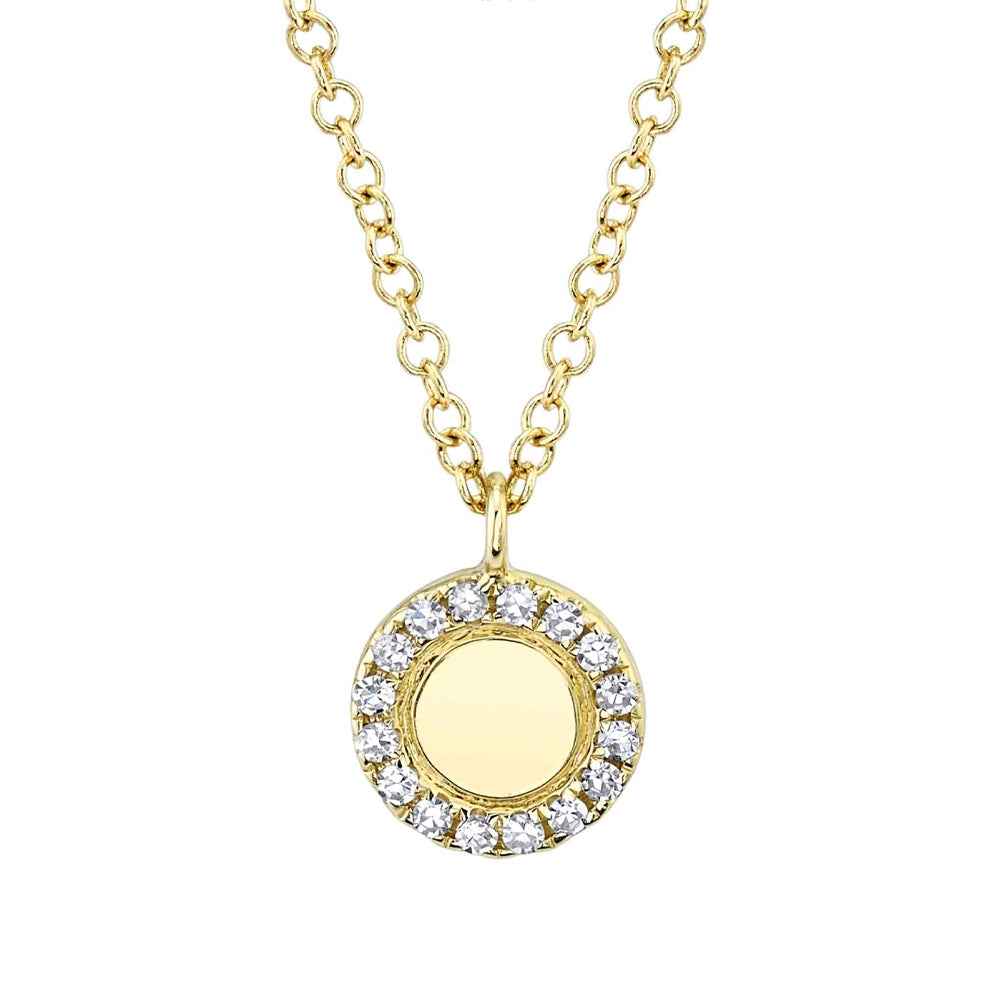 Shy Creation 1/20 ct. tw. Diamond Halo Medallion Pendant in 14K Yellow Gold