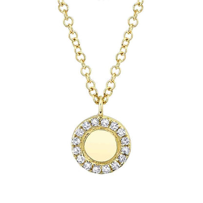 Shy Creation 1/20 ct. tw. Diamond Halo Medallion Pendant in 14K Yellow Gold