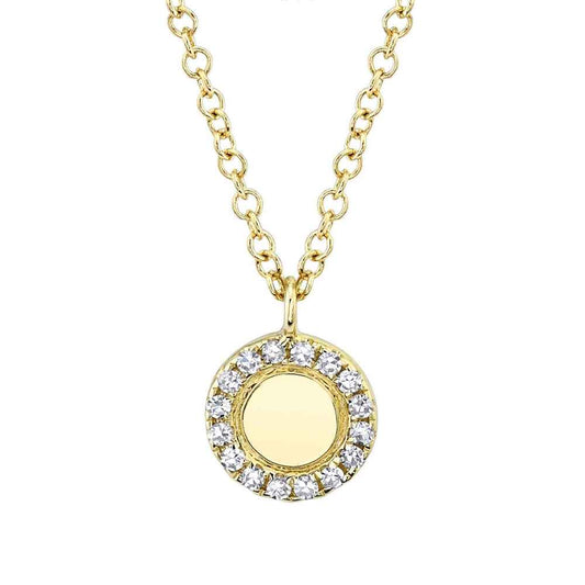 Shy Creation 1/20 ct. tw. Diamond Halo Medallion Pendant in 14K Yellow Gold