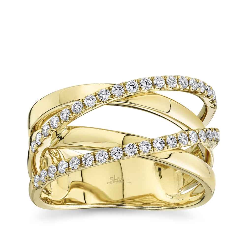 Shy Creation 3/8 ct. tw. Diamond Crossover Ring in 14K Yellow Gold