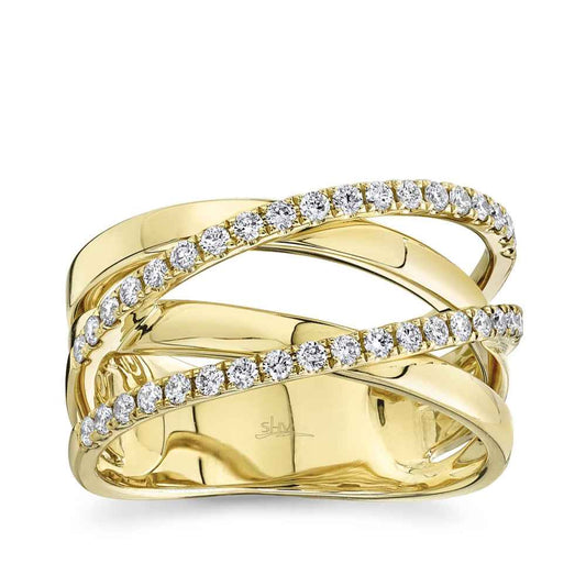 Shy Creation 3/8 ct. tw. Diamond Crossover Ring in 14K Yellow Gold