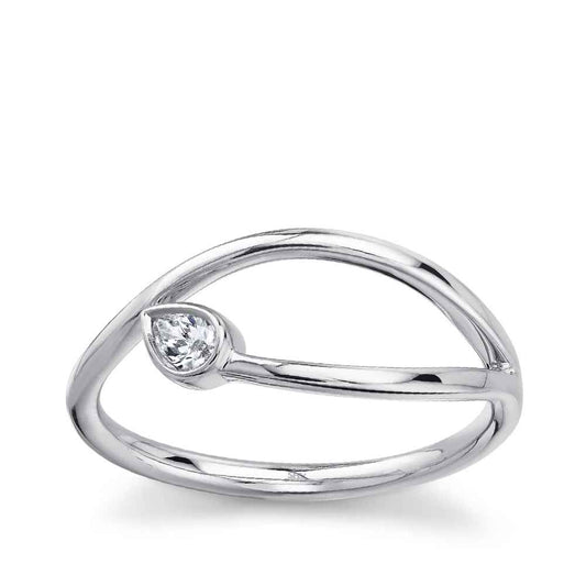 Shy Creation 1/12 ct. tw. Pear Diamond Ring in 14K White Gold