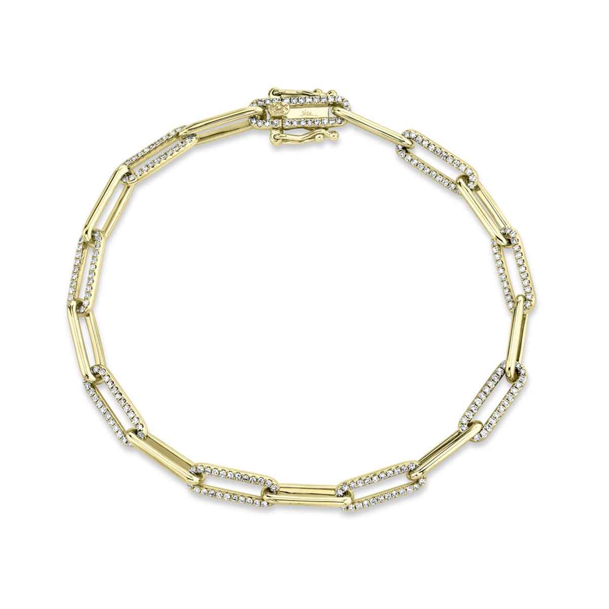 Shy Creation 3/4 ct. tw. Diamond Paperclip Chain Bracelet in 14K Yellow Gold