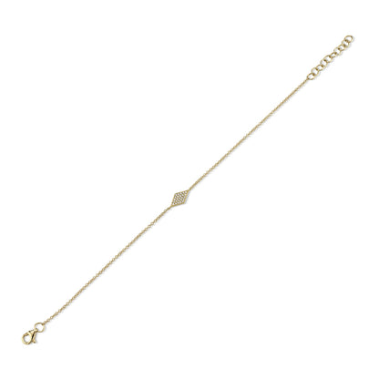 Shy Creation 1/20 ct. tw. Diamond Pave Diamond-Shaped Bracelet in 14K Yellow Gold front view