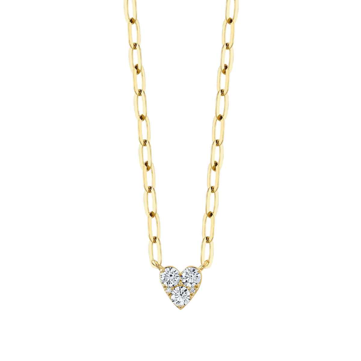 Shy Creation 3/8 ct. tw. Diamond Heart Paperclip Chain Necklace in 14K Yellow Gold