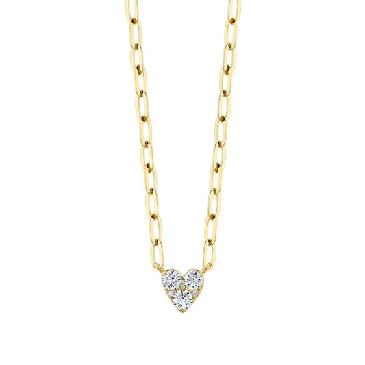 Shy Creation 3/8 ct. tw. Diamond Heart Paperclip Chain Necklace in 14K Yellow Gold
