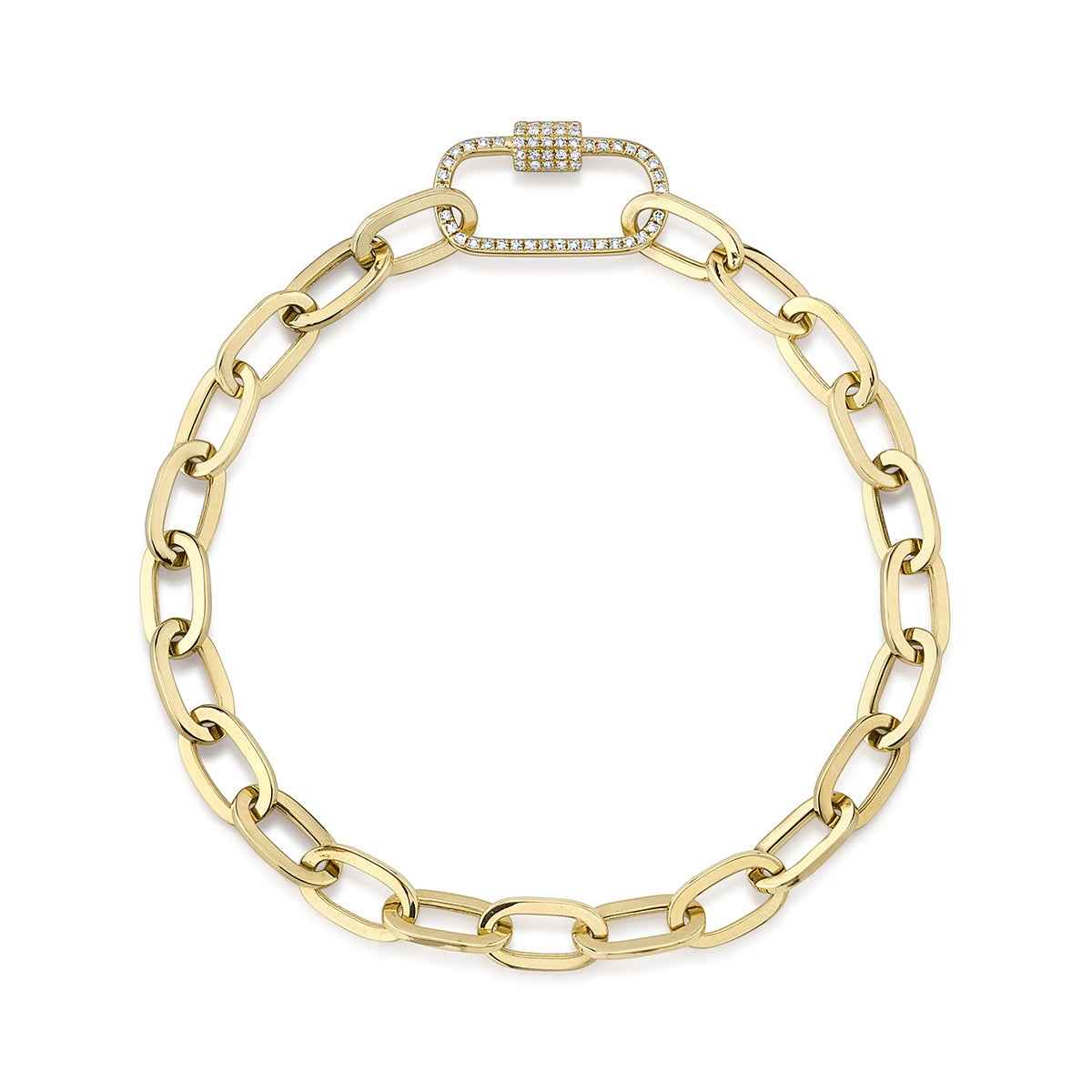 Shy Creation 1/4 ct. tw. Diamond Carabiner Clasp Paperclip Chain Bracelet in 14K Yellow Gold