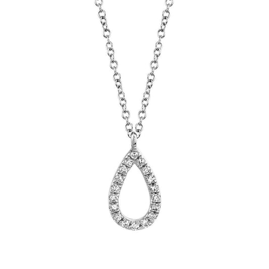 Shy Creation 1/20 ct. tw. Diamond Teardrop Pendant in 14K White Gold