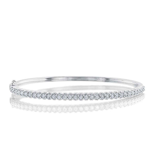 Shy Creation 5/8 ct. tw. Diamond Miracle Plate Hinged Bangle Bracelet in 14K White Gold