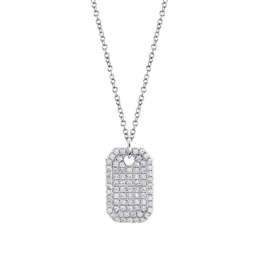 Shy Creation 9/10 ct. tw. Diamond Pave Dog Tag Pendant in 14K White Gold