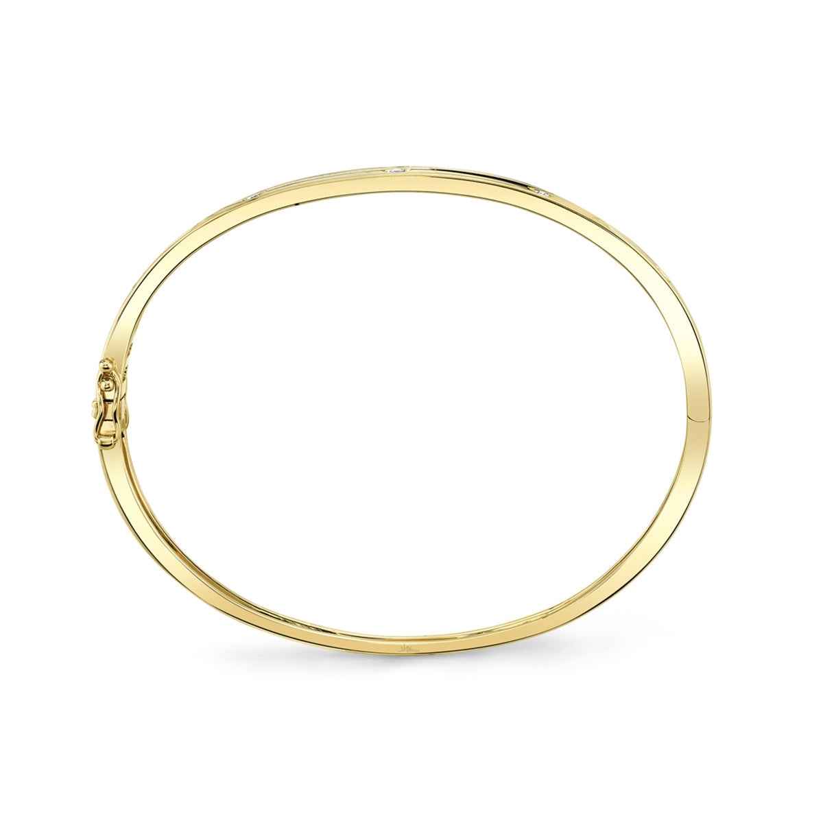Shy Creation 3/8 ct. tw. Diamond Flush Set Hinged Bangle Bracelet in 14K Yellow Gold front view