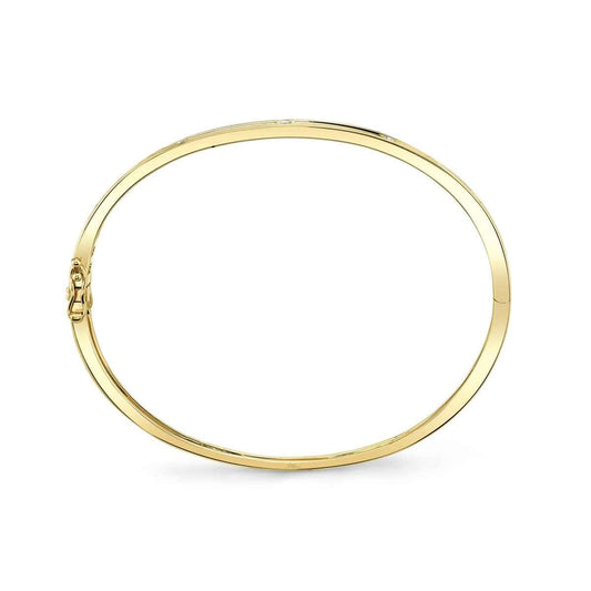 Shy Creation 3/8 ct. tw. Diamond Flush Set Hinged Bangle Bracelet in 14K Yellow Gold front view