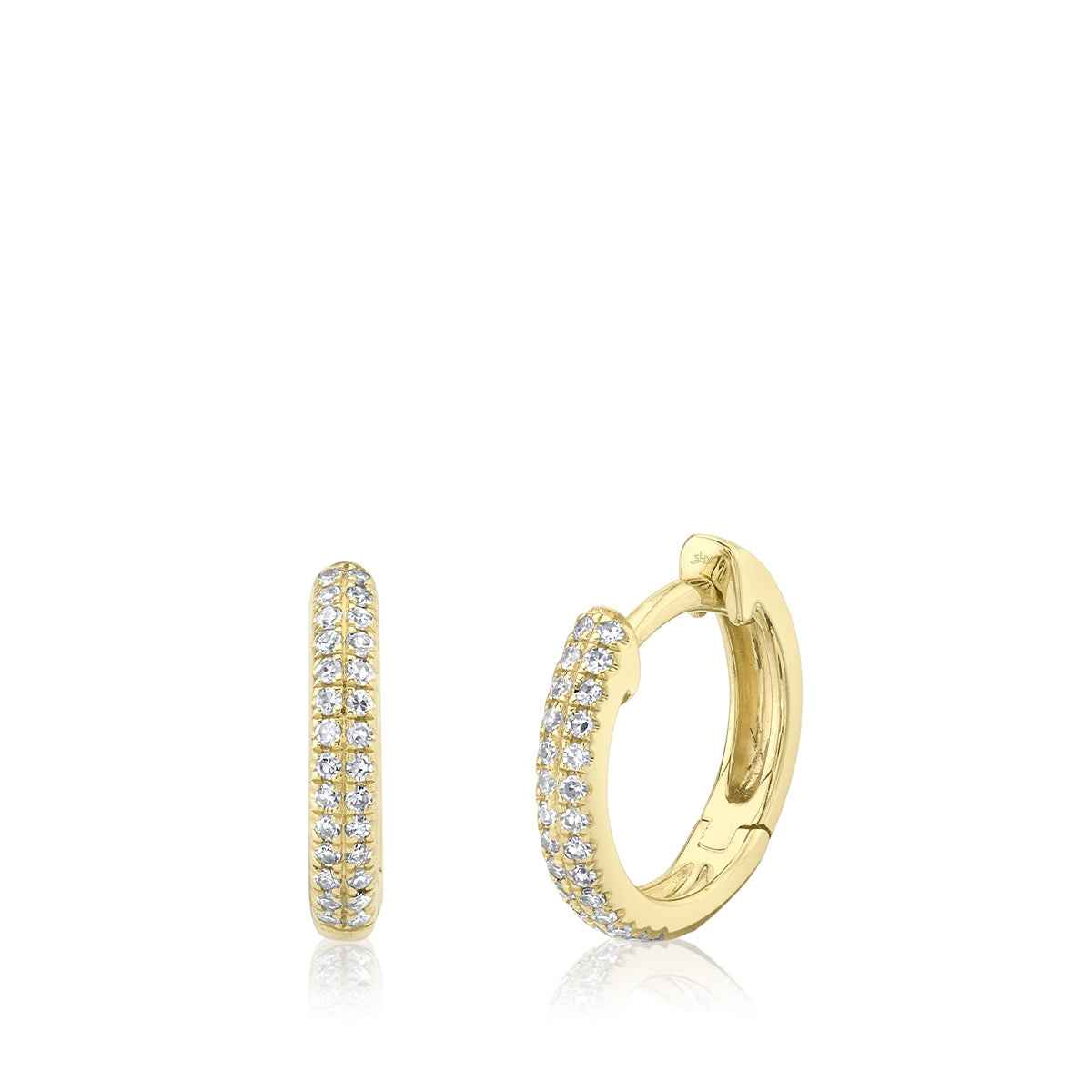 Shy Creation 1/8 ct. tw. Diamond Pave Huggie Hoop Earrings in 14K Yellow Gold