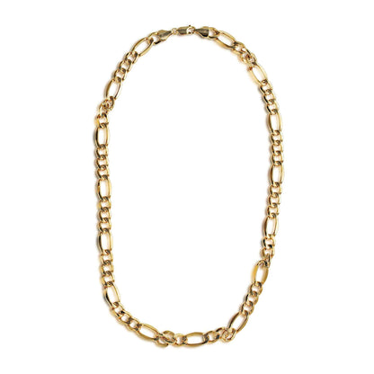9.4mm 22-inch Figaro Chain Necklace in 10K Yellow Gold side profile