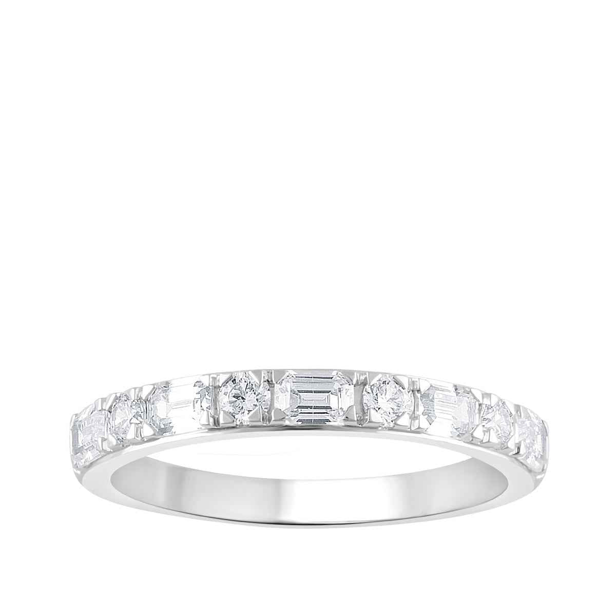 Adamante Lab-Grown 1 ct. tw. Round & Baguette Diamond Anniversary Band in 14K White Gold