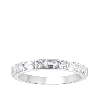 Adamante Lab-Grown 1 ct. tw. Round & Baguette Diamond Anniversary Band in 14K White Gold