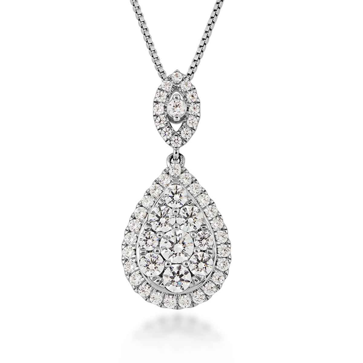 Adamante 1 ct. tw. Lab-Grown Pear-Shaped Diamond Cluster Pendant in 14K White Gold