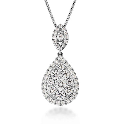 Adamante 1 ct. tw. Lab-Grown Pear-Shaped Diamond Cluster Pendant in 14K White Gold