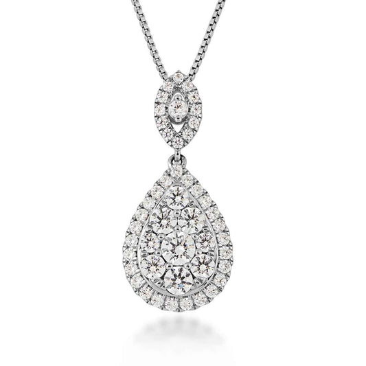 Adamante 1 ct. tw. Lab-Grown Pear-Shaped Diamond Cluster Pendant in 14K White Gold