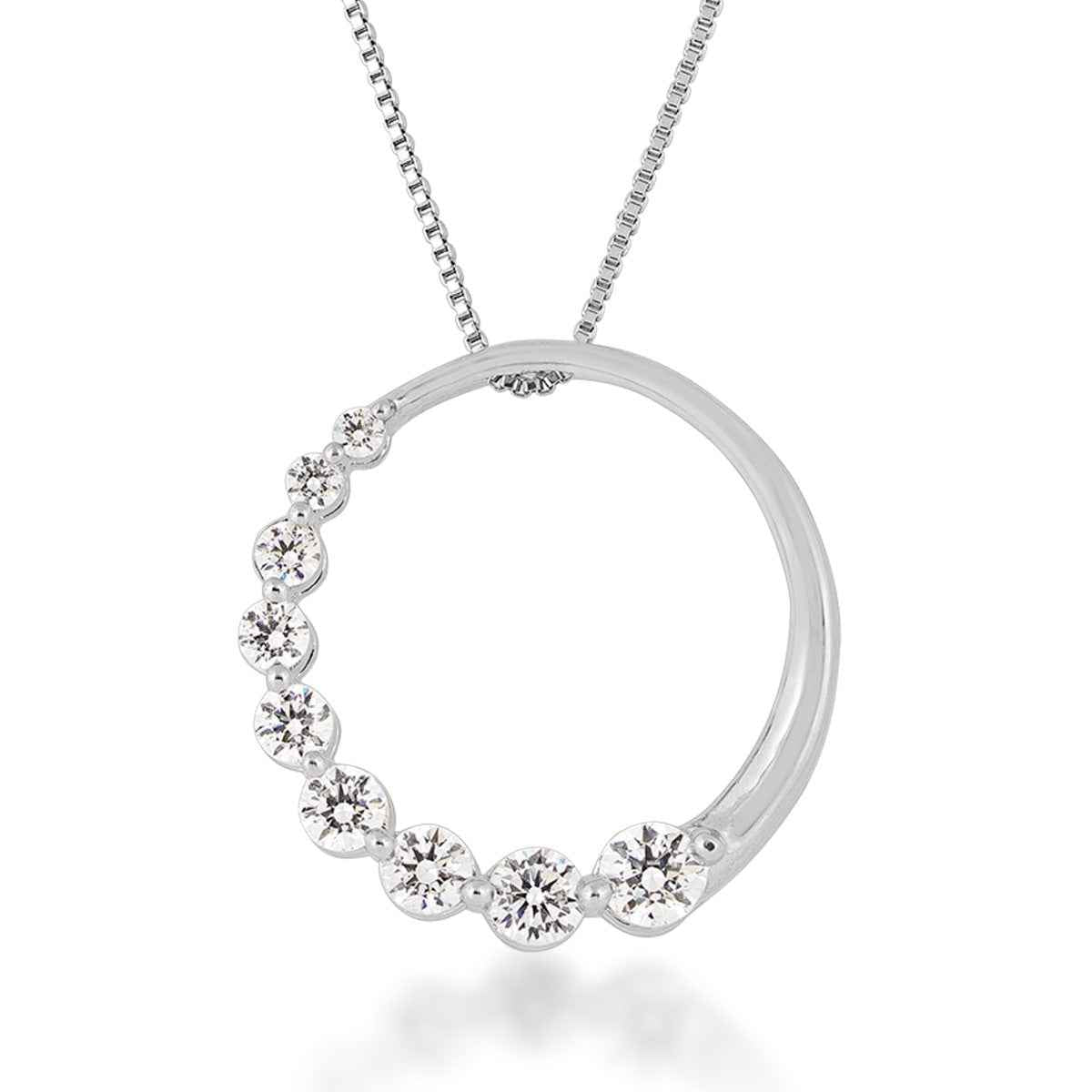 Adamante 3/4 ct. tw. Lab-Grown Diamond Circle Journey Pendant in 14K White Gold
