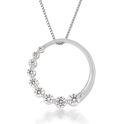 Adamante 3/4 ct. tw. Lab-Grown Diamond Circle Journey Pendant in 14K White Gold