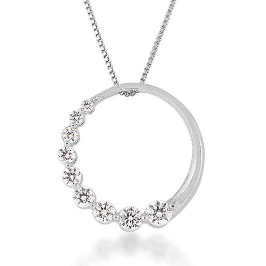 Adamante 3/4 ct. tw. Lab-Grown Diamond Circle Journey Pendant in 14K White Gold