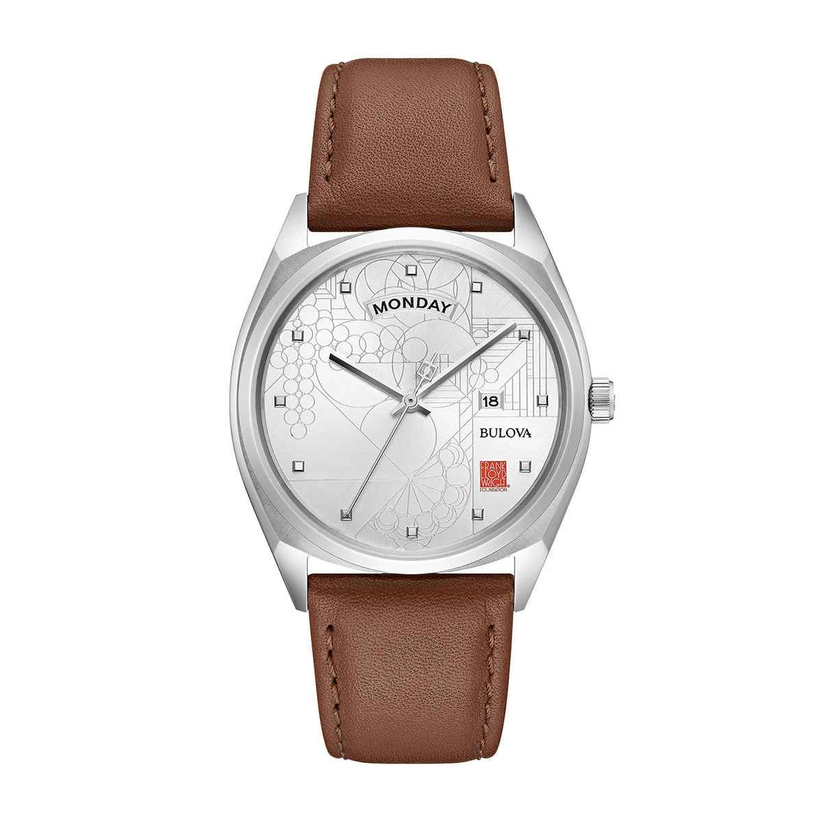 Bulova Frank Lloyd Wright Men's May Basket Watch with Brown Leather Strap