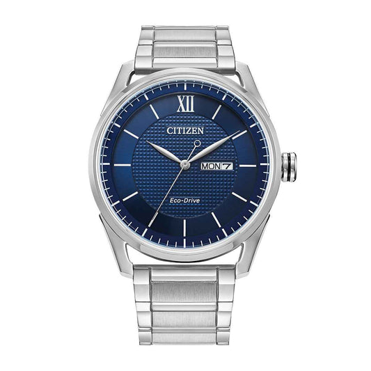 Citizen Men's Classic Eco-Drive Stainless Steel Watch with Blue Dial