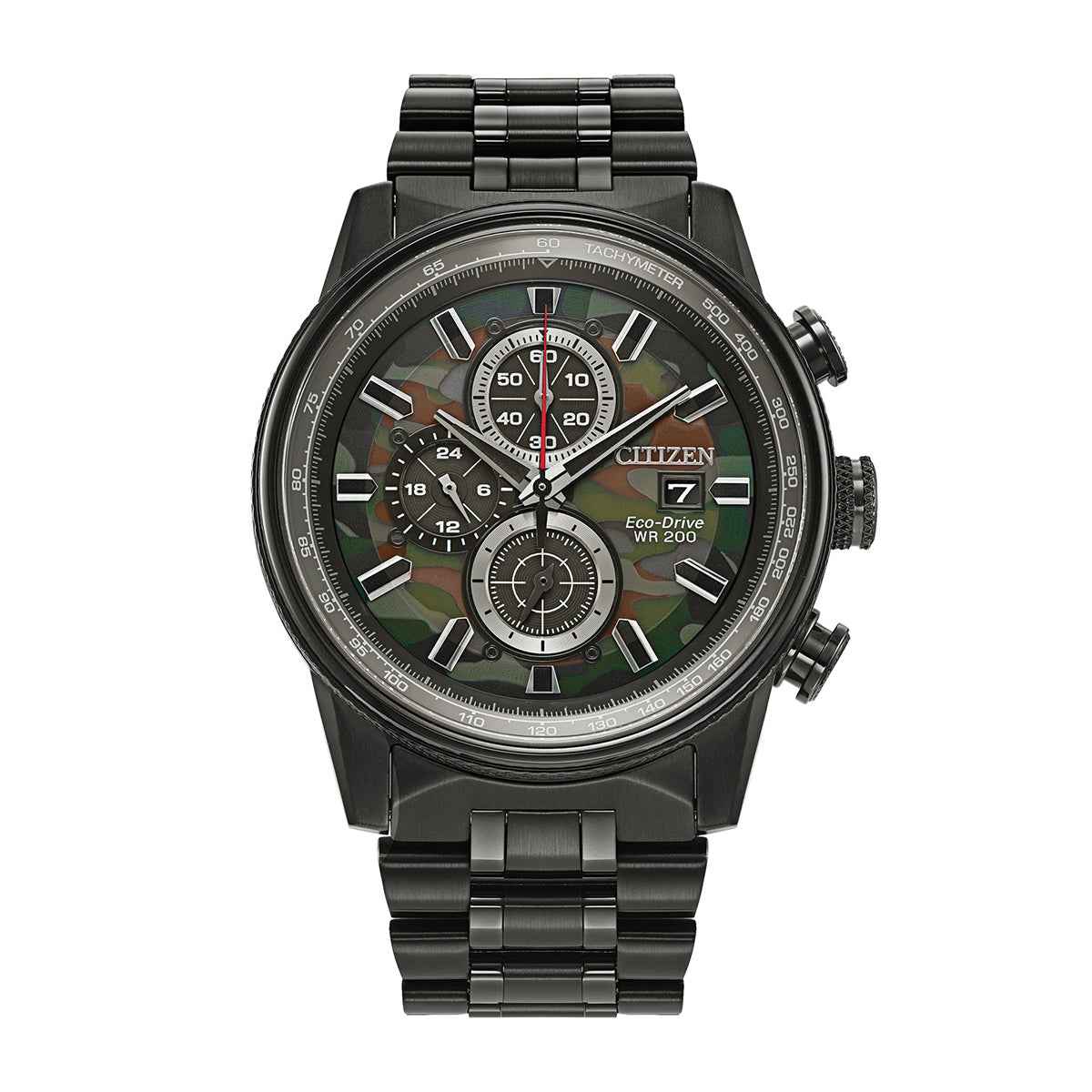 Citizen Men's Camo Nighthawk Eco-Drive Black Ion-Plated Stainless Steel Watch with Camoflauge Dial