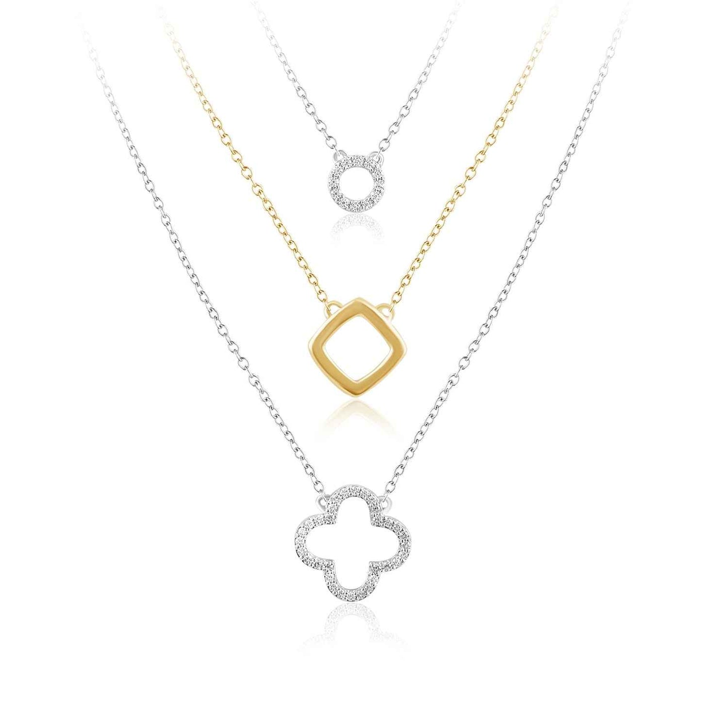 3-Strand Layered Necklace in 10 Kt. Two-Tone Gold
