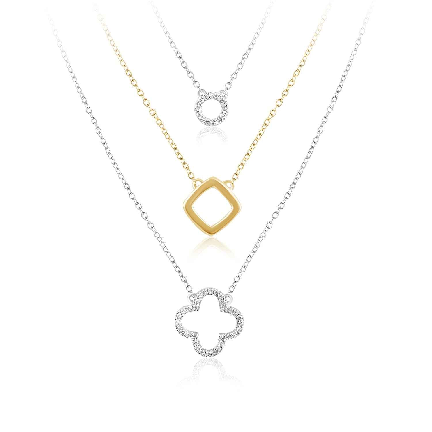 3-Strand Layered Necklace in 10 Kt. Two-Tone Gold