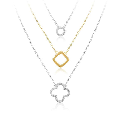 3-Strand Layered Necklace in 10 Kt. Two-Tone Gold