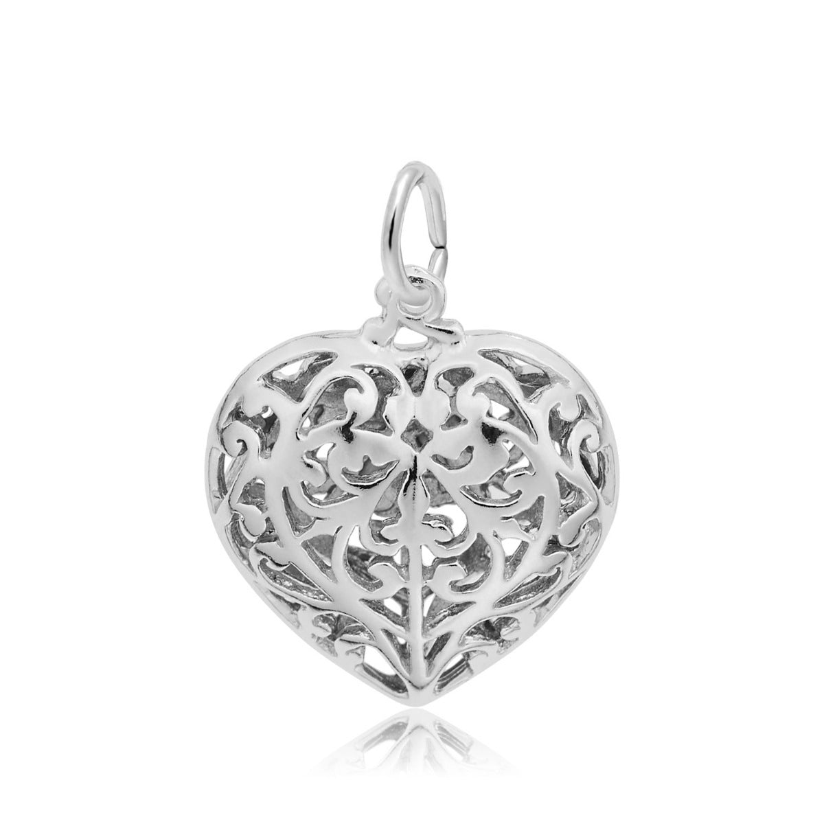 Filigree Heart Charm in Sterling Silver