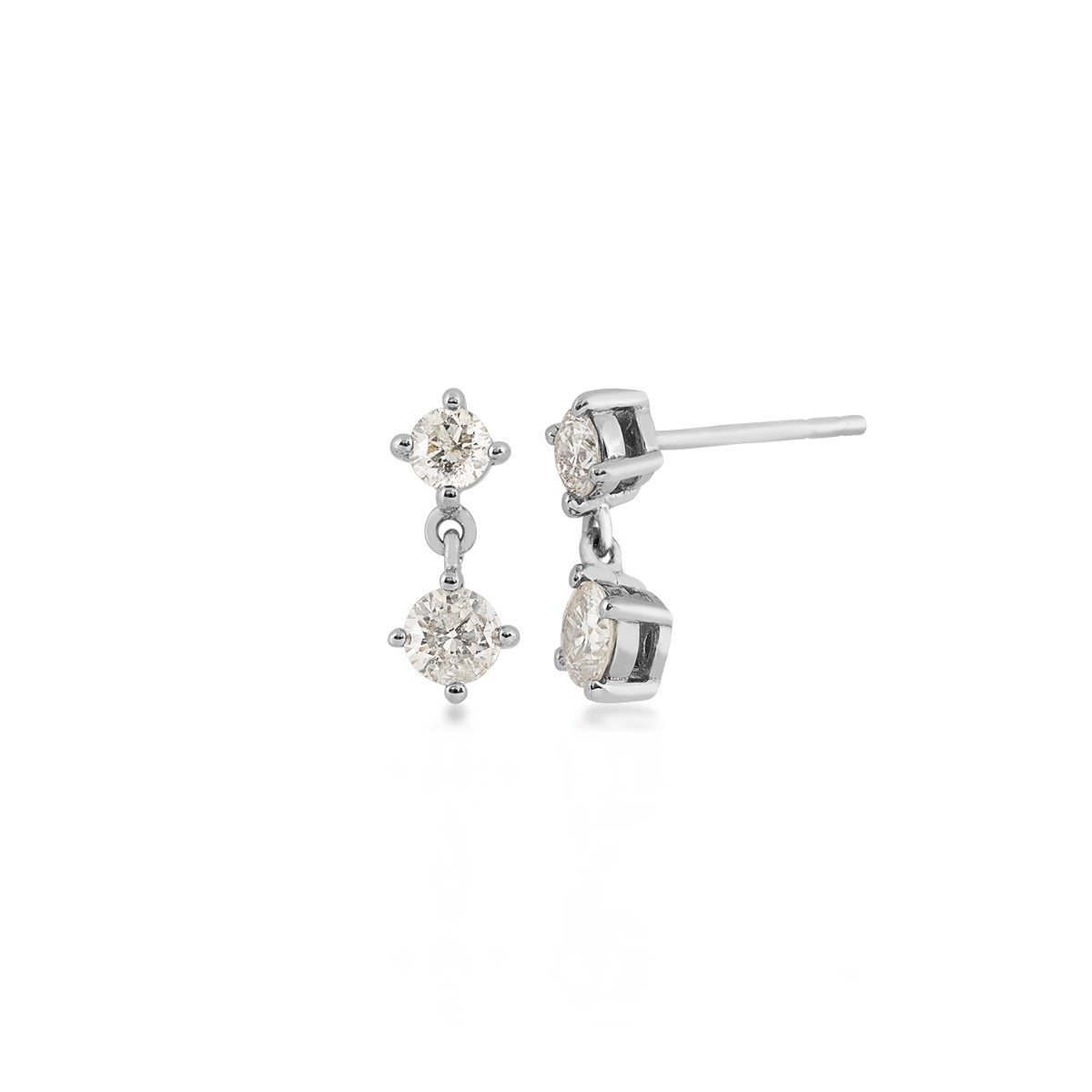1/2 ct. tw. Diamond 2-Stone Drop Earrings in 14K White Gold