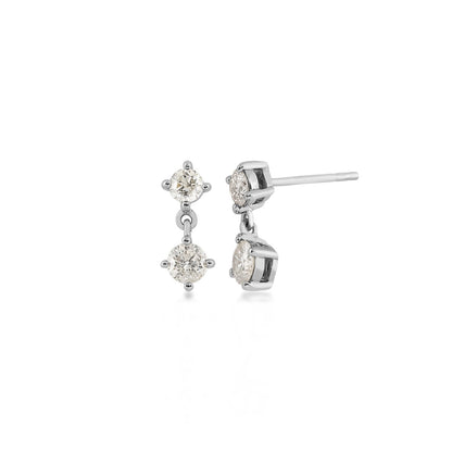 1/2 ct. tw. Diamond 2-Stone Drop Earrings in 14K White Gold