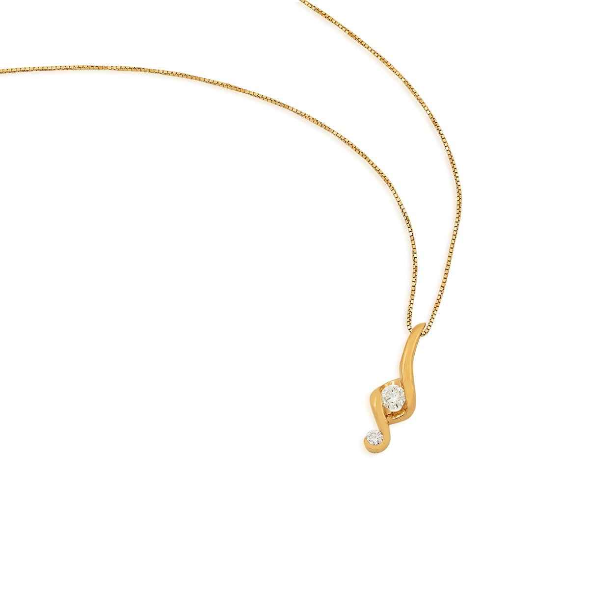 Juno Lucina 1/5 ct. tw. Diamond 2-Stone Pendant in 14K Yellow Gold front view