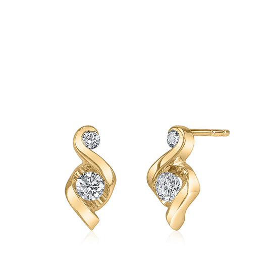 Juno Lucina 1/5 ct. tw. Diamond Two-Stone Earrings in 14K Yellow Gold