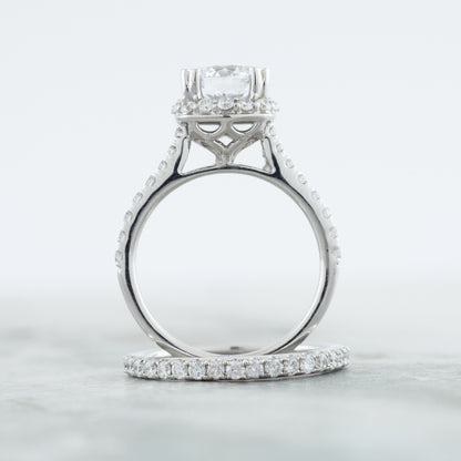 Adamante 2-7/8 ct. tw. Lab-Grown Round Brilliant Diamond Halo Wedding Set in 14K White Gold full view