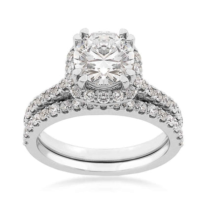 Adamante 2-7/8 ct. tw. Lab-Grown Round Brilliant Diamond Halo Wedding Set in 14K White Gold