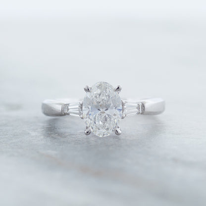 Adamante 1-3/4 ct. tw. Lab-Grown Oval & Baguette Diamond Engagement Ring in 14K White Gold side profile