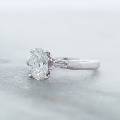 Adamante 1-3/4 ct. tw. Lab-Grown Oval & Baguette Diamond Engagement Ring in 14K White Gold full view