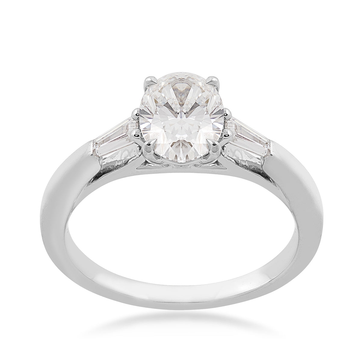 Adamante 1-3/4 ct. tw. Lab-Grown Oval & Baguette Diamond Engagement Ring in 14K White Gold