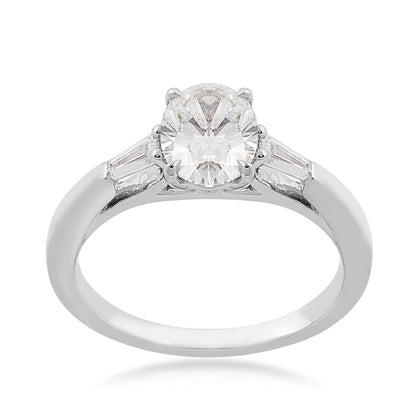 Adamante 1-3/4 ct. tw. Lab-Grown Oval & Baguette Diamond Engagement Ring in 14K White Gold
