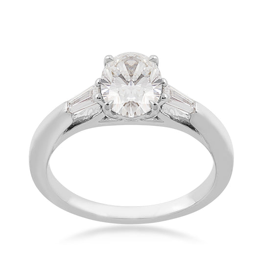 Adamante 1-3/4 ct. tw. Lab-Grown Oval & Baguette Diamond Engagement Ring in 14K White Gold