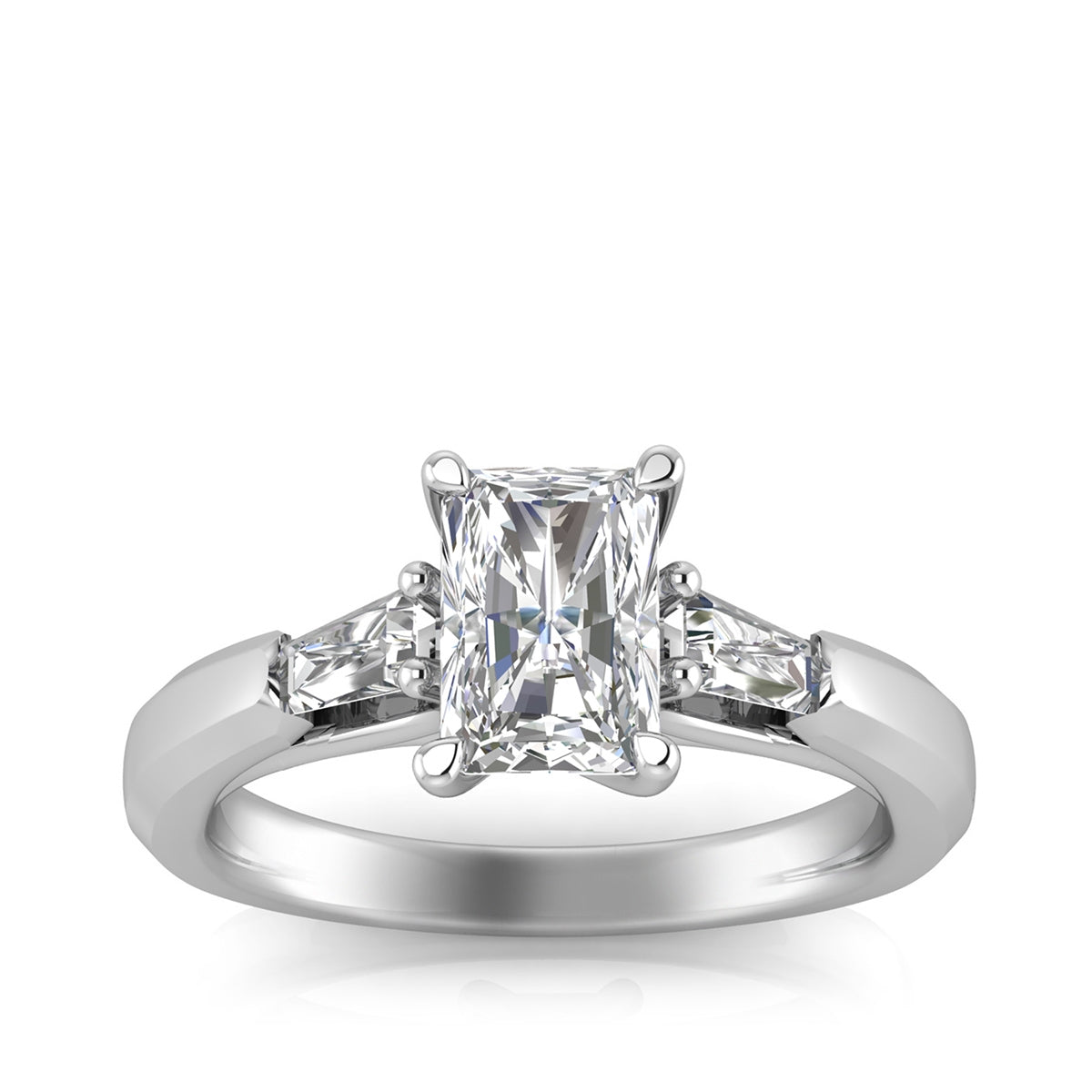 Adamante 1-3/4 ct. tw. Lab-Grown Radiant Cut & Baguette Diamond Engagement Ring in 14K White Gold