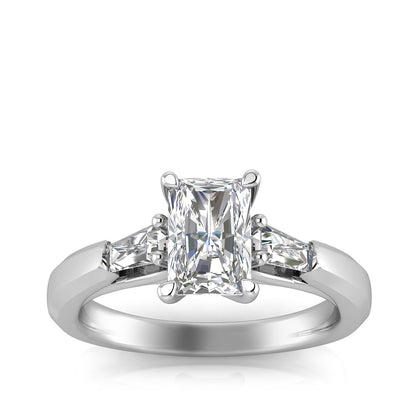 Adamante 1-3/4 ct. tw. Lab-Grown Radiant Cut & Baguette Diamond Engagement Ring in 14K White Gold