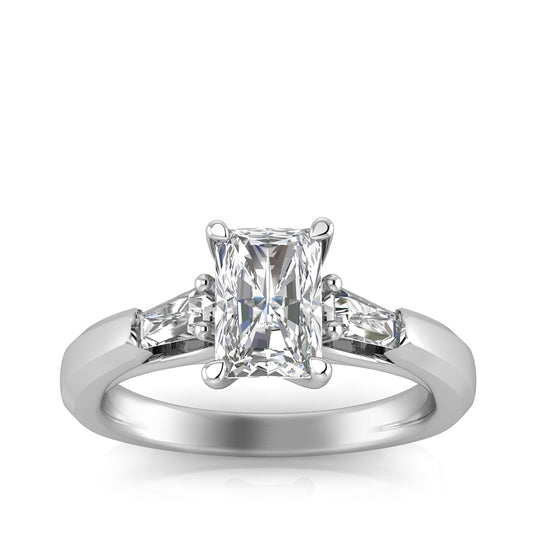 Adamante 1-3/4 ct. tw. Lab-Grown Radiant Cut & Baguette Diamond Engagement Ring in 14K White Gold