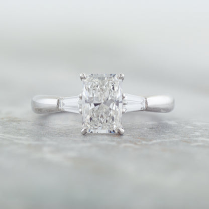 Adamante 1-3/4 ct. tw. Lab-Grown Radiant Cut & Baguette Diamond Engagement Ring in 14K White Gold front view