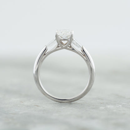 Adamante 1-3/4 ct. tw. Lab-Grown Radiant Cut & Baguette Diamond Engagement Ring in 14K White Gold side profile